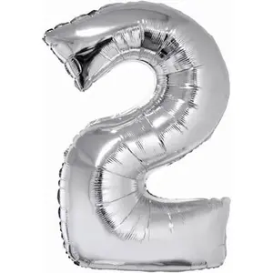 Foil Balloon GoDan number 2 silver 85 cm