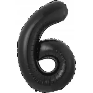 Foil Balloon GoDan model CH-B8C6 — Number 6, matte black, 85 cm