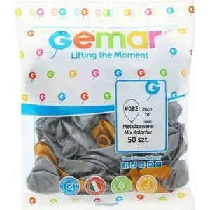 Balloon pack GoDan GM90 metal 10" — gold and silver, 50 pieces (GM90/39-38)