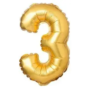 Foil Balloon Arpex number 3, gold, 71 cm (28 in)