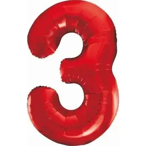 Foil Balloon GoDan number 3, red, 85 cm