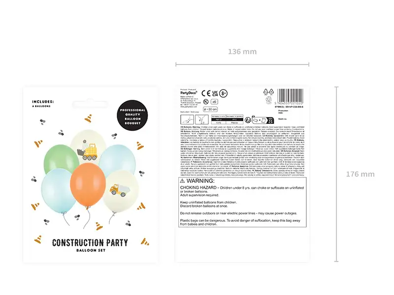 Игрушечный шар PartyDeco SB14P-334-000-6, 30 см, 6 шт. Photo 6