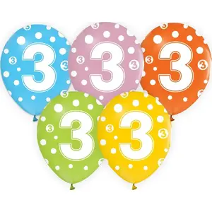 Foil Number Balloons Set GoDan — number 3, 12 inches, 5 pcs