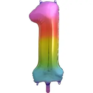 Helium foil balloon GoDan number 1 rainbow – 85 cm, single piece
