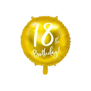 Toy balloon PartyDeco FB24M-18-019-KARTON — foil, gold/white, inflated Ø 45 cm, pack of 50