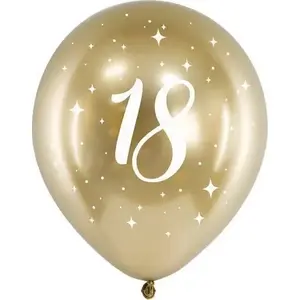 PartyDeco balloons glossy 30 cm, pack of 18, gold, one size