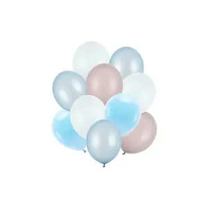 Toy balloon Slowmoose PartyDeco ZBL5, latex, 270×300 mm, pack of 10, beige/blue/light blue/white