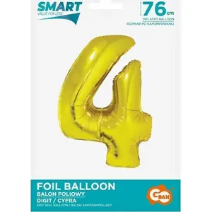 Foil Number Balloon GoDan 4 Gold, 76 cm
