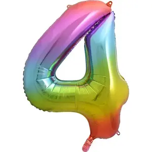 GoDan foil balloon number 4 rainbow – 85 cm, single piece, universal