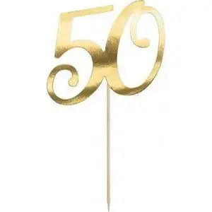 Cake topper PartyDeco model "50" gold, 20.5 cm, one size
