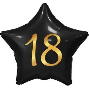 Foil Balloon GoDan 18" Star Black with Gold Print (MPN 490702)