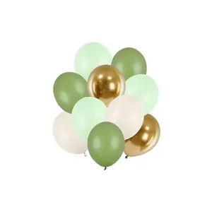 Toy balloon Slowmoose PartyDeco ZBL4 — latex, 270 × 300 mm, pack of 10, gold/green/light green/white