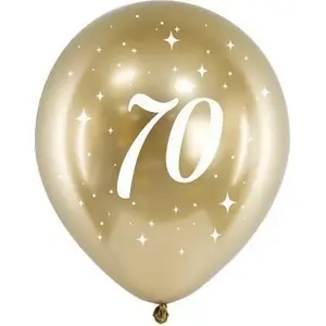 Шары PartyDeco глянцевые 30 см, золотые, упаковка 6 шт.