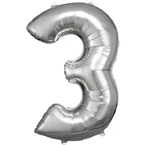 Toy balloon AMSCAN 9906288, foil silver, inflated diameter 53 cm, pack of 5