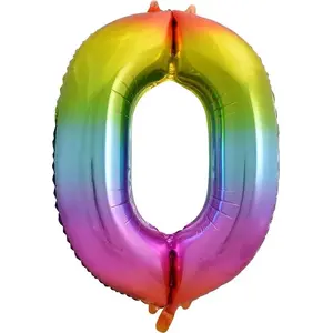 Foil Balloon GoDan number 0 rainbow 85 cm single piece