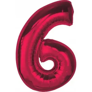 Фольгированный шар-цифра 6 GoDan Smart, красный, 92 см