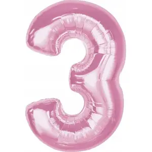 Foil Balloon GoDan number 3 light pink Smart 92 cm