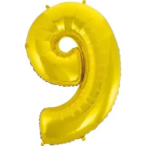 Фольгированный шар-цифра 9, GoDan, золотой, 85 см