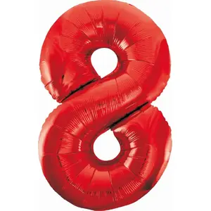 Foil Balloon GoDan Number 8, red, 85 cm