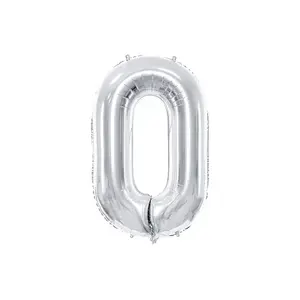 Toy balloon PartyDeco FB1M-0-018, foil, silver, inflated height approx. 86 cm, 1 pc