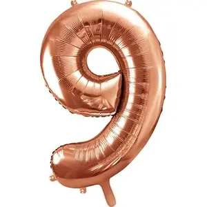 Foil Balloon Number 9 PartyDeco 86 cm, Rose Gold
