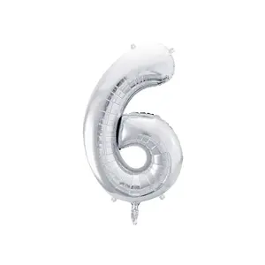 Toy balloon PartyDeco FB1M-6-018, foil silver, height 1000 mm (inflated ≈86 cm), 1 pc