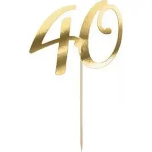 Cake Topper PartyDeco model "40" gold 20.5 cm one size