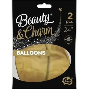 Набор шаров GoDan Beauty&Charm платиновый с золотыми буквами 61 см, 2 шт.