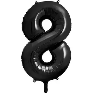 Foil Balloon PartyDeco Number 8 Black 86 cm