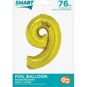 Foil Balloon GoDan number 9 gold 76 cm