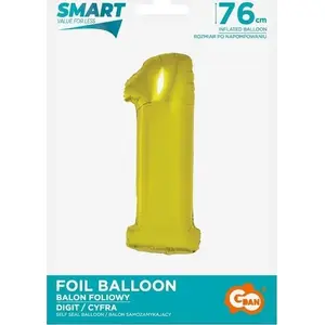 Foil Number Balloon GoDan Smart — number 1, gold, 76 cm