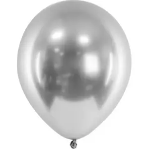 Lateksa baloni PartyDeco metāliska sudraba 50 gab. — lateksa svētku baloni, Ø ≈30 cm