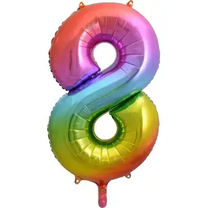 Foil Balloon GoDan model GODA2047, number 8, rainbow, 85 cm, single piece
