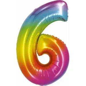 Foil Balloon GoDan Smart Cyfra 6 — numeric foil balloon 76 cm, rainbow finish