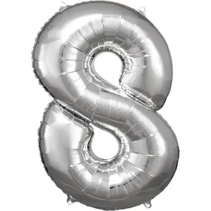 Toy balloon AMSCAN 9906293 foil silver, inflated diameter 53 cm, pack of 5