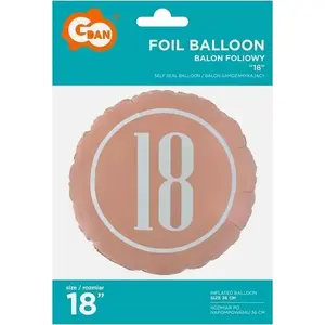 Balloon foil 18th birthday pink and gold, GoDan model 516078