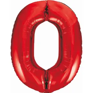 Helium foil number balloon 0 GoDan, red, 85 cm