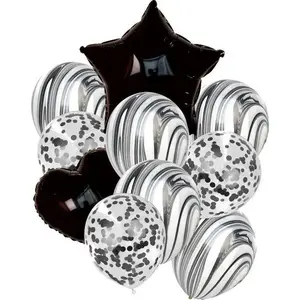 Balloon set Slowmoose — Black star and black heart, 11 pieces