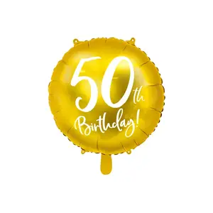 Toy balloon PartyDeco FB24M-50-019-KARTON — foil, gold & white, inflated Ø 45 cm, pack of 50