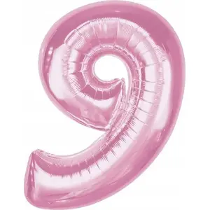 Foil Balloon GoDan Smart Number 9, light pink, 92 cm