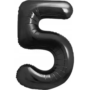 Helium foil balloon GoDan model 608400 — matte black number 5, 85 cm