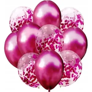 Balonu komplekts MK TRADE modelis BAL139 — bordo 33 cm, 10 gab. ar konfeti