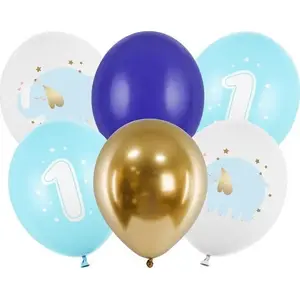 Латексные шарики PartyDeco для первого дня рождения, голубые — набор (513457)