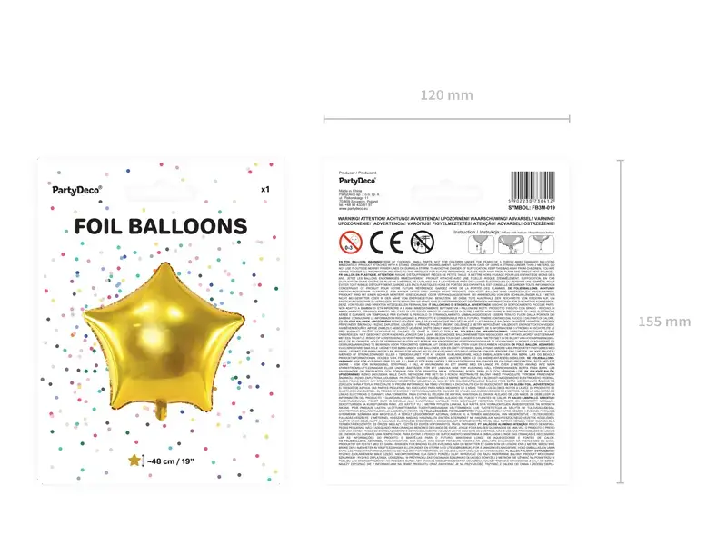 Rotaļu balons PartyDeco Star 480 mm, 50 gab. Photo 8