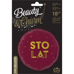Balloon foil GoDan Sto Lat burgundy — decorative foil balloon, model 516074
