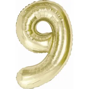 Helium foil balloon GoDan numeric 9 champagne 85 cm
