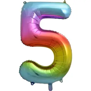 Foil Balloon GoDan number 5 rainbow – 85 cm, single piece