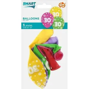 Latex number 30 birthday balloons GoDan 30 cm, pack of 5