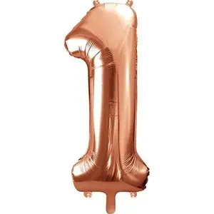 Foil Balloon Number 1 PartyDeco 86 cm, rose gold, single-digit decorative balloon