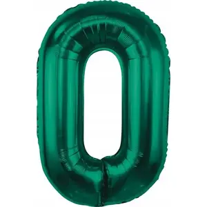 Balloon foil GoDan model 585161 — numeral 0, bottle green, 85 cm